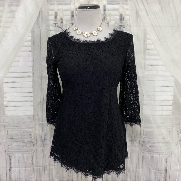 Motherhood Maternity Size Small Black Lace Blouse 3/4 Sleeve Formal Party NWT - Picture 1 of 10